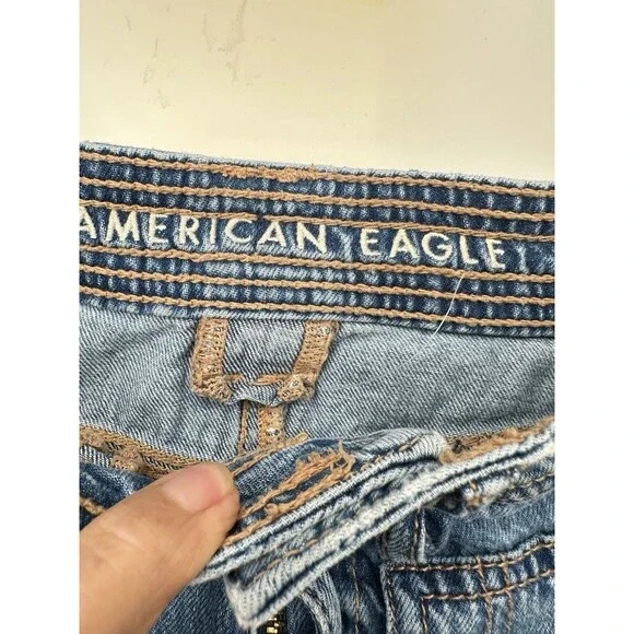 American Eagle Womens Low Rise Maxi Denim Skirt Size 2 Medium Wash Cargo Pocket - Picture 3 of 12